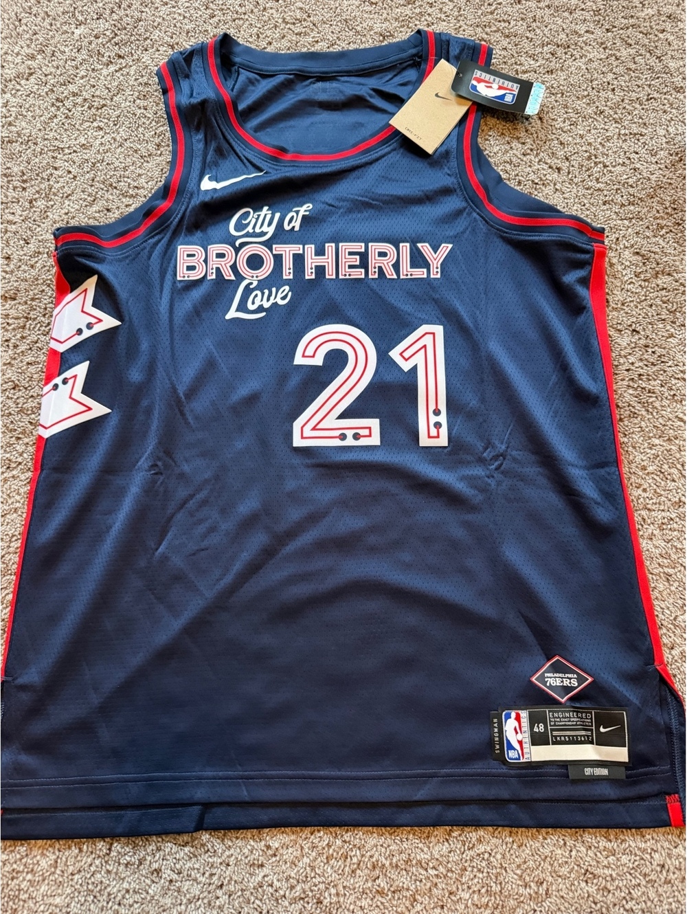 Nike Philadelphia 76ers Joel Embiid #21 City Edition NBA Swingman Jersey Size L